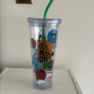 Starbucks Disney Collaboration Disney Parks 24 ounce  Tumbler with Green Straw